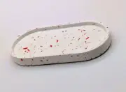 Oval Trinket Tray Red Terrazzo 7 Inches Handmade NEW