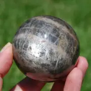 60mm 300g Flashy Black Moonstone Crystal Sphere, India