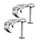 2x Skull Internally Threaded Labret Lip Tragus Stud Gothic Piercing Jewelry