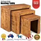 Set of 3 Nesting Coffee Table Living Room Lamp Plant Stands Solid Mango Wood NEW