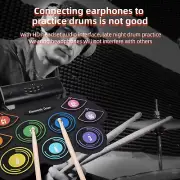 BT 9 Pad Electronic Roll Up Drum Kit Electric Hand Roll Drum Machine AUS Y5K6