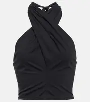 [Staud] Staud Kai cropped halter-neck cotton top AU 16 black