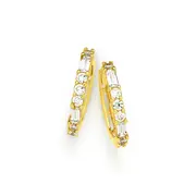 9ct Gold Cubic Zirconia Huggie Earrings in Clear