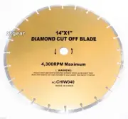14" Diamond Cut Off Blade 4 Concrete Brick Stone Slate Multi Purpose Masonry