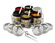 Masala/Multipurpose Dabba with Wire Stand - 7 containers (Small),1225 ml