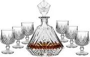 Trendy MART-Whiskey Decanter Set, Triangle Premium Crystal Liquor Decanter with 6 Goblet Glasses Set for Scotch, Bourbon, Wine, Alcohol, 6 Glass, Unique to Father's Day, dad, Husband.