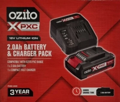OZITO PowerXChange PXC 18V 2.0Ah Battery & Compact Fast Charger Kit, NEW GENUINE