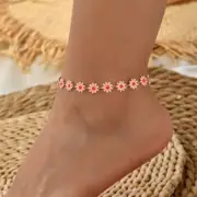 Women Daisy Flower Anklets Beads Foot Chain Beach Leg Bracelet Boho Jewelry 1Pc