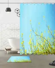 Rape Flowers In Spring 3D Shower Curtain Waterproof Fabric Bathroom Decoration