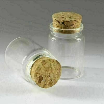 35ML 10Pcs Empty Sample Vials Clear Glass Bottles with Corks Jars Containers