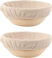 DOYOLLA Round Banneton Brotform Bread Dough Proofing Rising Rattan Basket & L...