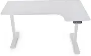 Fortia L-Shape Standing Desk, 1450W x 600D x 850D, Dual Motor, 80kg Load, Sit to Stand Up Electric Height Adjustable, Right-Hand Sided, White/White Frame