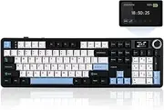 EPOMAKER X Aula F108 PRO Wireless Gaming Keyboard with Screen, 8000mAh Battery, 104 Hot-Swappable and Programmable Keys and Knob, RGB Backlight, for Mac/PC/Android (Blue&White&Black, Reaper Switch)
