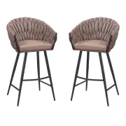Set of 2 - Peak Fabric Bar Stool 75cm - Chocolate Milk