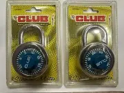 (2) THE CLUB SECURITY SERIES SCHOOL MATES COMBINATION PADLOCK NEW SEALED BLUE