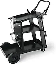 VEVOR Welding Cart, 3-Tier Welder Cart Heavy Duty with 400 Lbs Weight Capacity, 360° Swivel Wheels, Tank Storage Safety Chains, Rolling MIG Welder Cart for TIG, ARC, MMA, Plasma Cutter Welding Machine