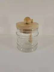New Honey/Jam Jar with Wooden Lid and Spoon 10-ounce