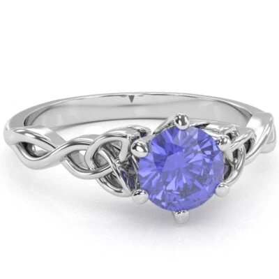 Celtic Trinity Knot Tanzanite Engagement Ring In 14k Gold