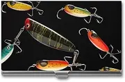 [VFMKT] Slim Metal Business Card Holder Portable Business Card Case Pocket Name Card Holder Fishing Lure Wallet for Men Women Office Travel, style, One Size