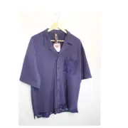 Savage Fenty Framed In Denim Sleep Shirt Mens M Navy Blue Button Up Lace NEW