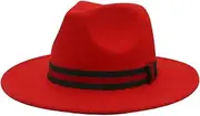 [Miekeits] 1 Pack Brim Felt Fedora Hat Wide Brim Wool Fedora Hat Panama Hat Casual Jazz Hats for Men Women