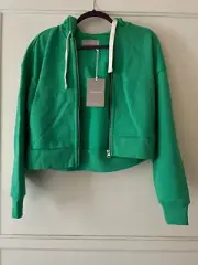 New with tags Everlane Track Organic Cotton Hoodie Full Zip Bright Jade Size XXS