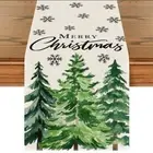 Christmas Tree White Merry Christmas Table Runner