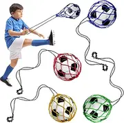 4 Pcs Kids Soccer Ball Trainer Soccer Juggle Kick Trainer Solo Handle Throw Adjustable Locked Net Bungee Elastic Soccer Ball Net Kicker for Youth Adults Training Equipment, 4 Color Size 3 4 5