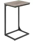 C-Shaped End Table, Side Table for Sofa, Couch Table with 1 Greige + Black