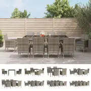Garden Dining Set with Cushions Table and Chairs Patio Grey Poly Rattan vidaXL