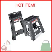18 Inch Folding Step Stool for Adults and Kids - Non-Slip Foldable Plastic Stool