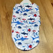 Petite l’amour Baby Boy Swaddle Sleep Sack (0-3M) Sea Sharks Turtles Design New