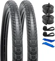 YunSCM 2 PCS,27.5x2.10 Bike Tires,27.5x2.10 54-584 Bike Tyres + Bike Inner Tube Schrader Valve 32mm+Rim Strap+Tire Lever,Mountain Bike Tire 27.5 2.10,MTB Tire 27.5x2.10,Y-146