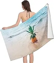 JBYJBX Pineapple by The Sea Print Beach Towel Quick Dry Sandproof Microfiber Beach Bath Towel for Travel Pool Camping