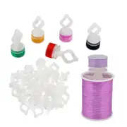 48PCS Semi Clear Bobbin Clips,Silicone Sewing Bobbin Holder Clamps Color-Matc...