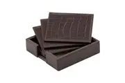 6PK Tempa Giovanni Square PU Coaster Set Drink Table Protection Mat Chocolate