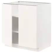 METOD base cabinet with shelves/2 doors, white/Vallstena white, 80x60x80 cm