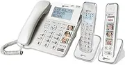 Geemarc Senior Pack - Bundle of Loud Corded and Cordless Phones with Answering Machine, Large Buttons and Photo Memories for Seniors - Low to Medium Hearing Loss - Hearing Aid Compatible - UK Version
