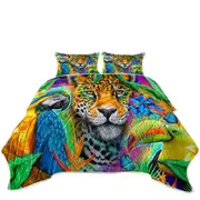 Faces of Nature Macaw Ara Jaguar Toucan Coverlet