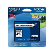 Genuine Brother P-Touch TZe-221 3/8” Black Print on White Tape