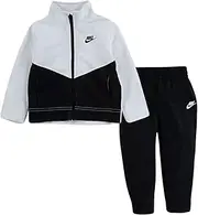 [Nike] Little Boy Full Zip Track Jacket & Jogger Pants 2 Piece Set (Black(76F192-023)/White, 7 Years)