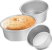 ULTECHNOVO 3Pcs Round Cake Tins Aluminum Baking Molds for Chiffon Cakes Food Grade Bakeware with Rolled Rim Versatile Use for Home Baking