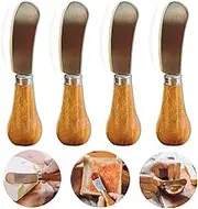 PROVIVID New Cute Standing Butter Knife Spreader Stainless Steel Wooden Handle, 4PCS Multifunctional Cream Cheese Butter Knives for Peanut Butter and Jelly Condiment Jam Sandwich Bread Toast
