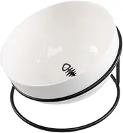 Lvpradior Cat Bowl, Raised Tilted Cat Food Bowls, Anti Vomiting Cat Feeder, Ceramic Pet Food Bowl, Protect Pet's Spine, for Puppy Cats and Small Dogs (Round)