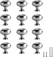 Evionlin 12 pcs Matte Silver Oval-Shaped Drawer Knob Cabinet Wardrobe Door Handles