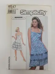 Simplicity 8547 Misses Semi Fitted ruffled Dress size 10 12 14 Sewing Pattern