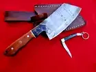 11.5" Damascus Steel Hunting/Chef/Butcher Slicing Cleaver Chopper Knife+KEY RING
