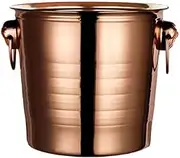 Ice Buckets Thickened Stainless Steel Ice Bucket Bar Champagne Chilled Beer Wine Chilled Bucket for Ice Cubes Beer, Drinks and Wine Cooler(Brown,Large)