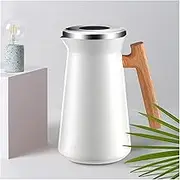 Stainless Steel Thermal Coffee Carafe with Handle,Double Wall Insulated Vacuum Flask,Water Coffee and Beverage Dispenser,1 Liter Thermal Coffee Pot Thermos(White)