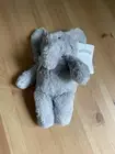 PBK Pottery Barn Kids 11" Gray Plush Elephant W/ White Bow Soft Baby Lovey Toy